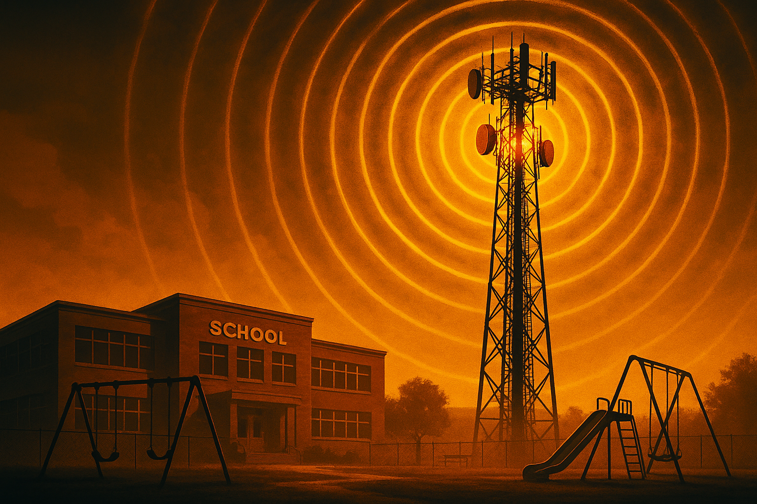 Cell tower looming near a school zone