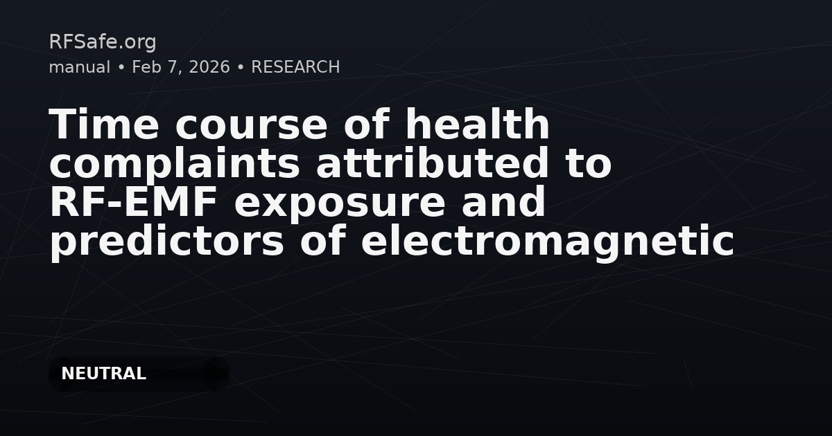 Time course of health complaints attributed to RF-EMF exposure and predictors of electromagnetic