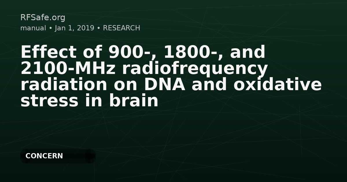 Effect of 900-, 1800-, and 2100-MHz radiofrequency radiation on DNA and oxidative stress in brain
