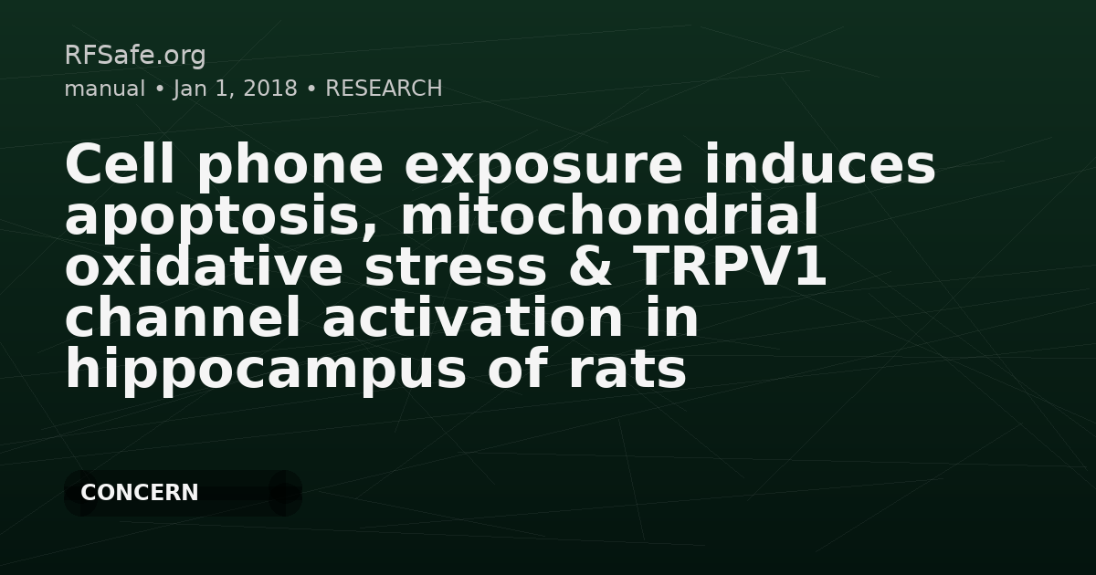 Cell phone exposure induces apoptosis, mitochondrial oxidative stress & TRPV1 channel activation in hippocampus of rats