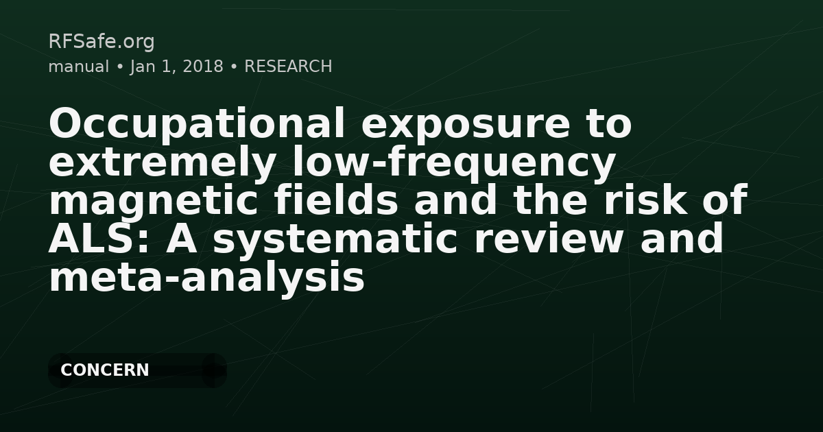 Occupational exposure to extremely low-frequency magnetic fields and the risk of ALS: A systematic review and meta-analysis