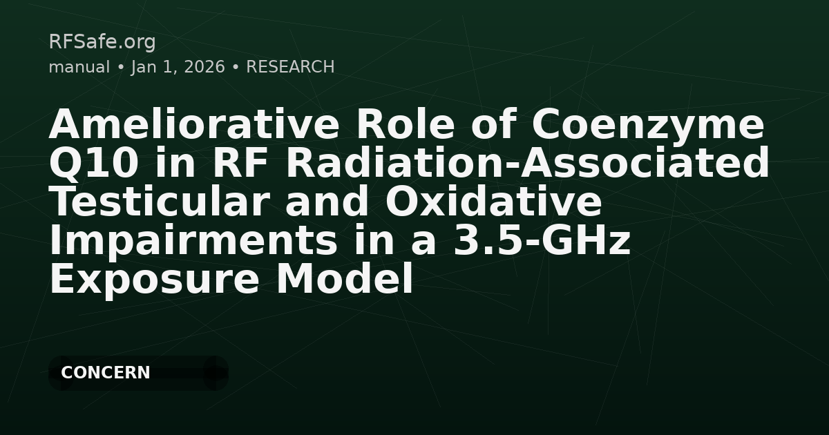 Ameliorative Role of Coenzyme Q10 in RF Radiation-Associated Testicular and Oxidative Impairments in a 3.5-GHz Exposure Model