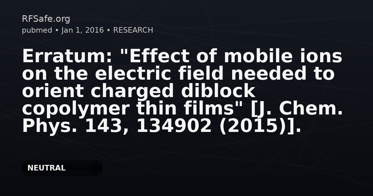 Erratum: "Effect of mobile ions on the electric field needed to orient charged diblock copolymer thin films" [J. Chem. Phys. 143, 134902 (2015)].
