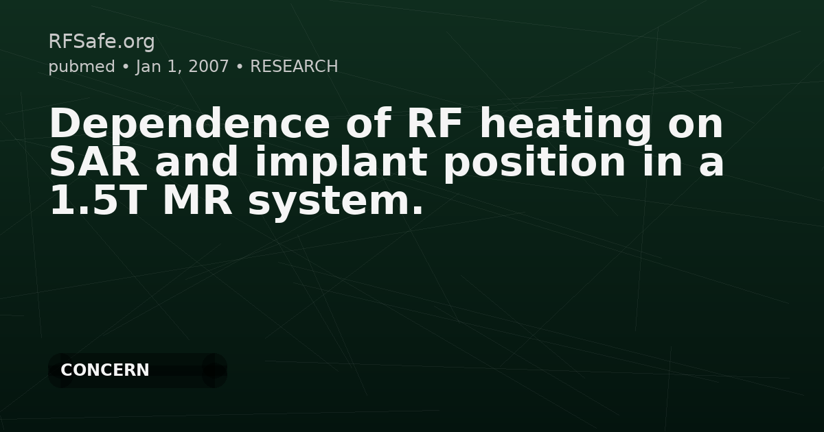 Dependence of RF heating on SAR and implant position in a 1.5T MR system.