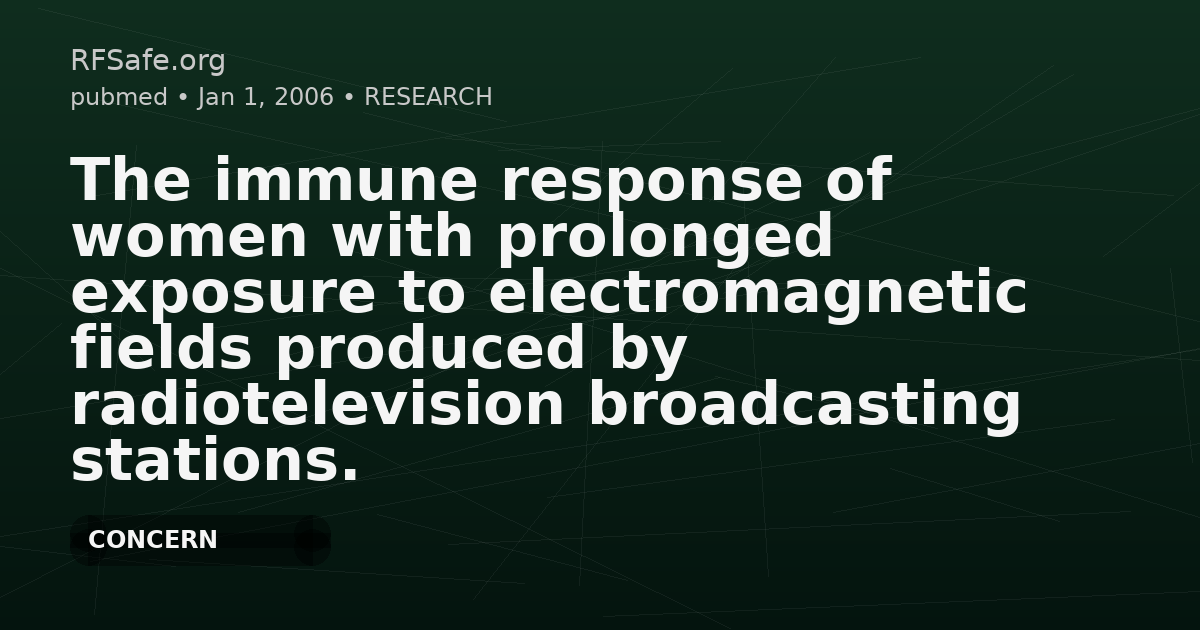 The immune response of women with prolonged exposure to electromagnetic fields produced by radiotelevision broadcasting stations.