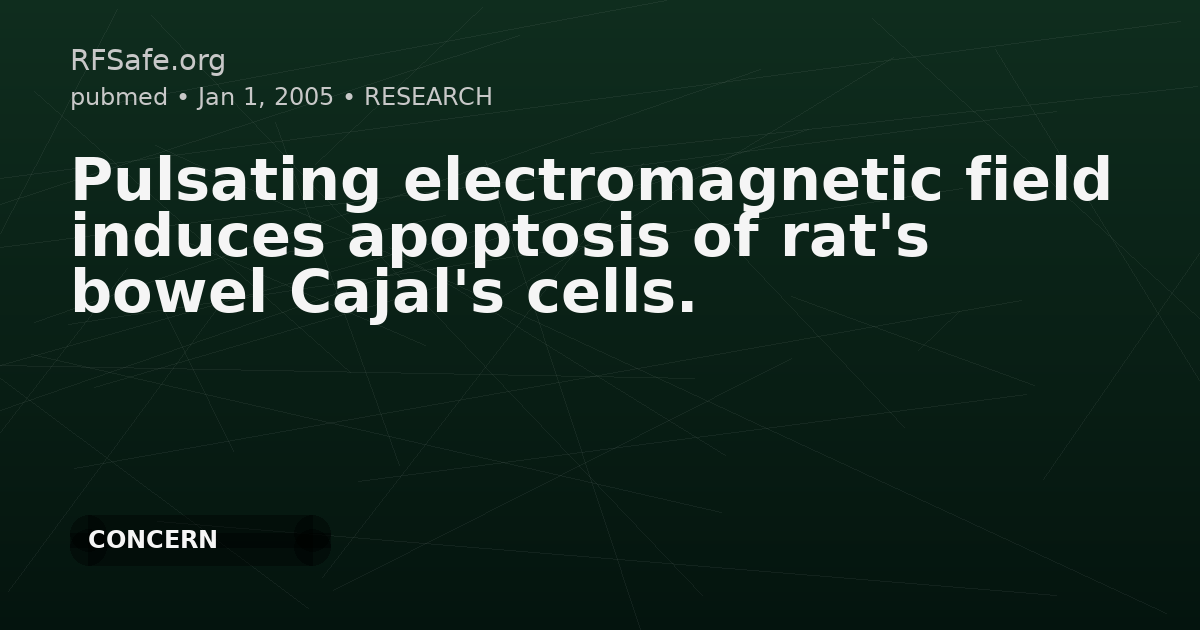 Pulsating electromagnetic field induces apoptosis of rat's bowel Cajal's cells.