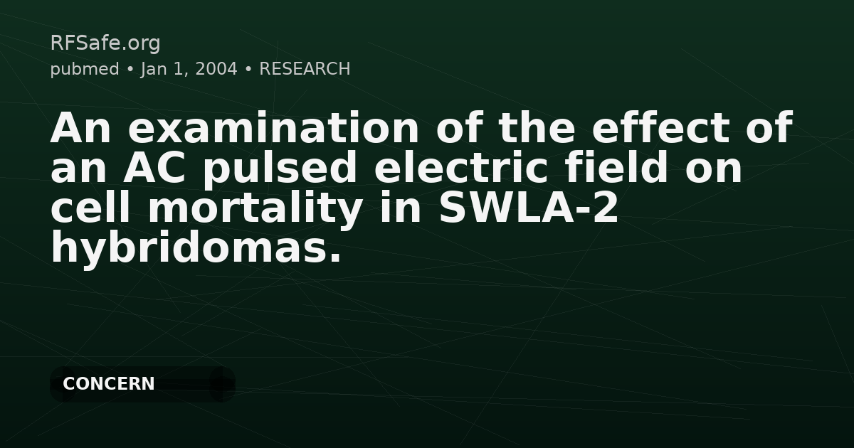 An examination of the effect of an AC pulsed electric field on cell mortality in SWLA-2 hybridomas.