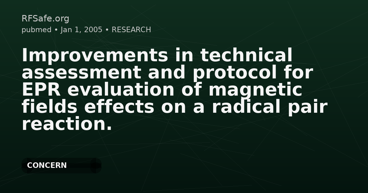 Improvements in technical assessment and protocol for EPR evaluation of magnetic fields effects on a radical pair reaction.
