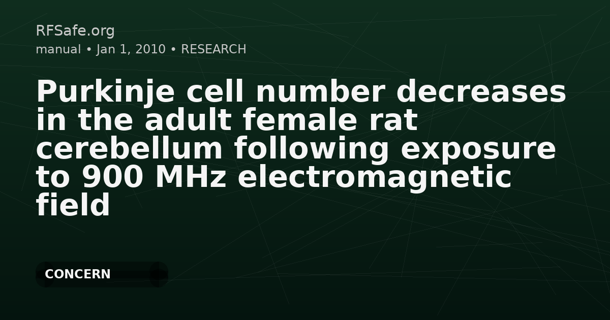 Purkinje cell number decreases in the adult female rat cerebellum following exposure to 900 MHz electromagnetic field