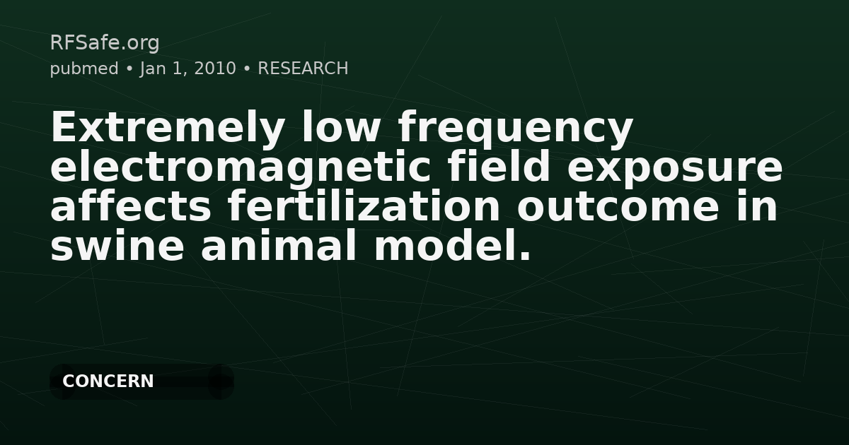 Extremely low frequency electromagnetic field exposure affects fertilization outcome in swine animal model.
