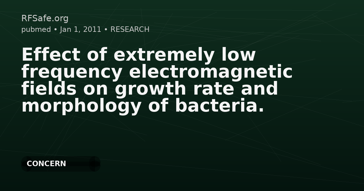 Effect of extremely low frequency electromagnetic fields on growth rate and morphology of bacteria.