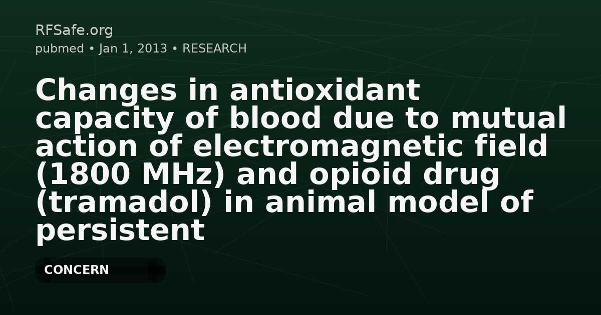 Changes in antioxidant capacity of blood due to mutual action of electromagnetic field (1800 MHz) and opioid drug (tramadol) in animal model of persistent inflammatory state.