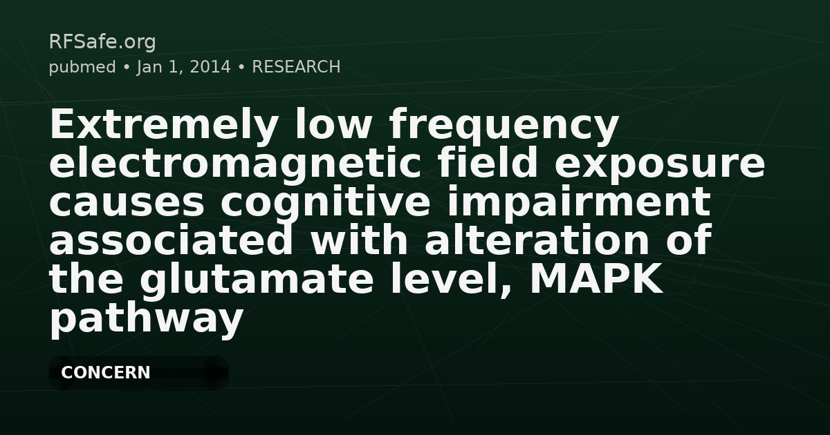 Extremely low frequency electromagnetic field exposure causes cognitive impairment associated with alteration of the glutamate level, MAPK pathway activation and decreased CREB phosphorylation in mice hippocampus: reversal by procyanidins extracted from the lotus seedpod.