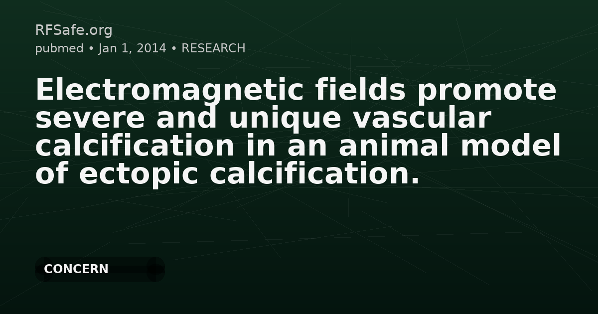 Electromagnetic fields promote severe and unique vascular calcification in an animal model of ectopic calcification.