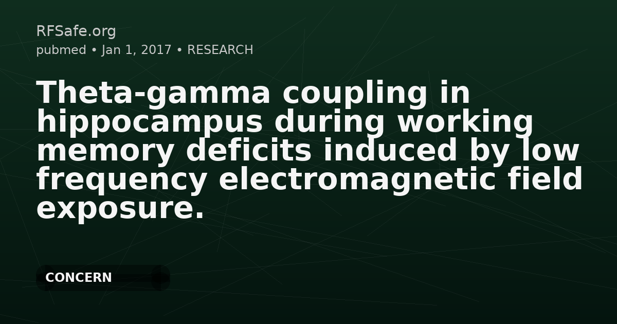 Theta-gamma coupling in hippocampus during working memory deficits induced by low frequency electromagnetic field exposure.