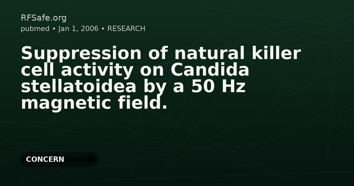 Suppression of natural killer cell activity on Candida stellatoidea by a 50 Hz magnetic field.