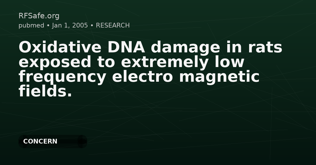 Oxidative DNA damage in rats exposed to extremely low frequency electro magnetic fields.