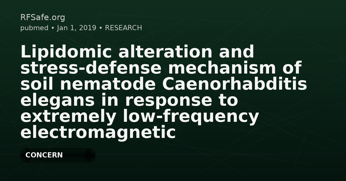 Lipidomic alteration and stress-defense mechanism of soil nematode Caenorhabditis elegans in response to extremely low-frequency electromagnetic field exposure.