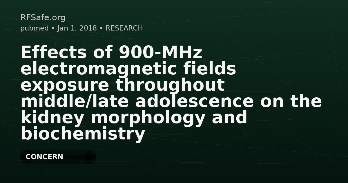 Effects of 900-MHz electromagnetic fields exposure throughout middle/late adolescence on the kidney morphology and biochemistry of the female rat.