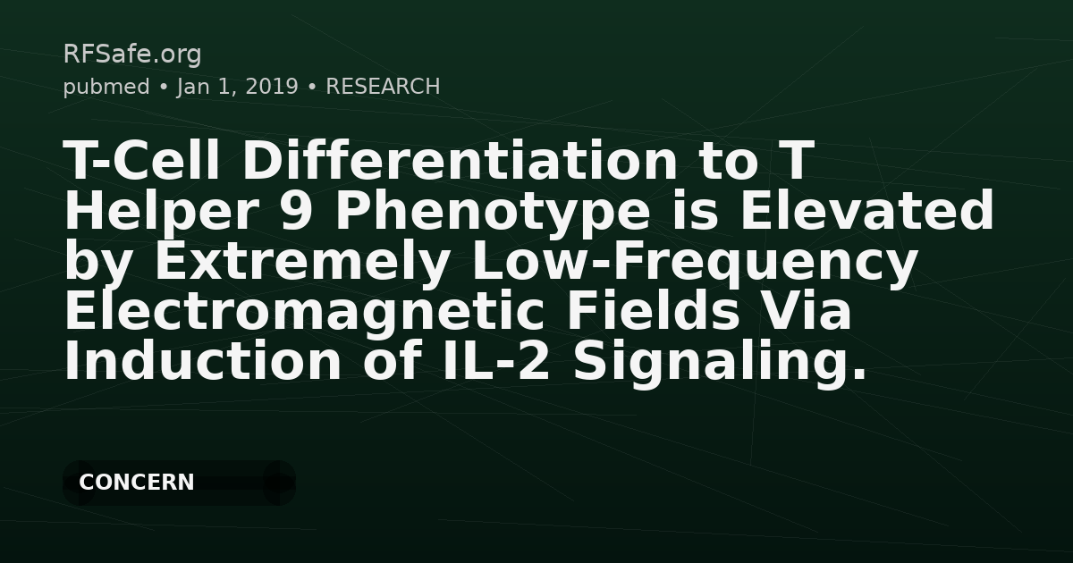 T-Cell Differentiation to T Helper 9 Phenotype is Elevated by Extremely Low-Frequency Electromagnetic Fields Via Induction of IL-2 Signaling.