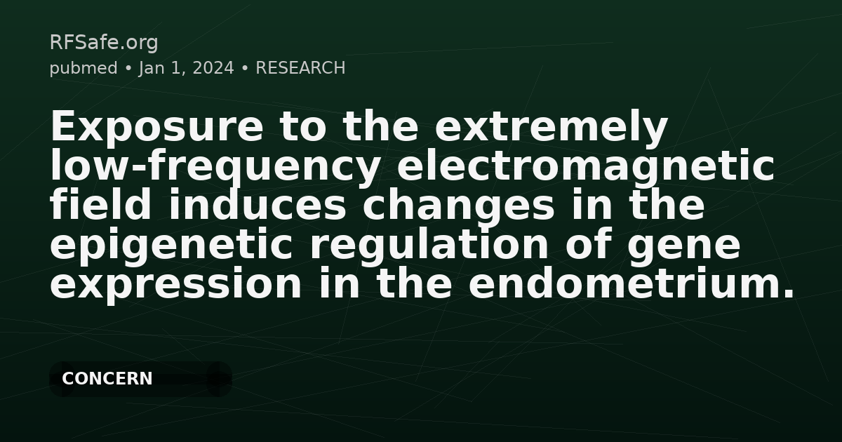 Exposure to the extremely low-frequency electromagnetic field induces changes in the epigenetic regulation of gene expression in the endometrium.