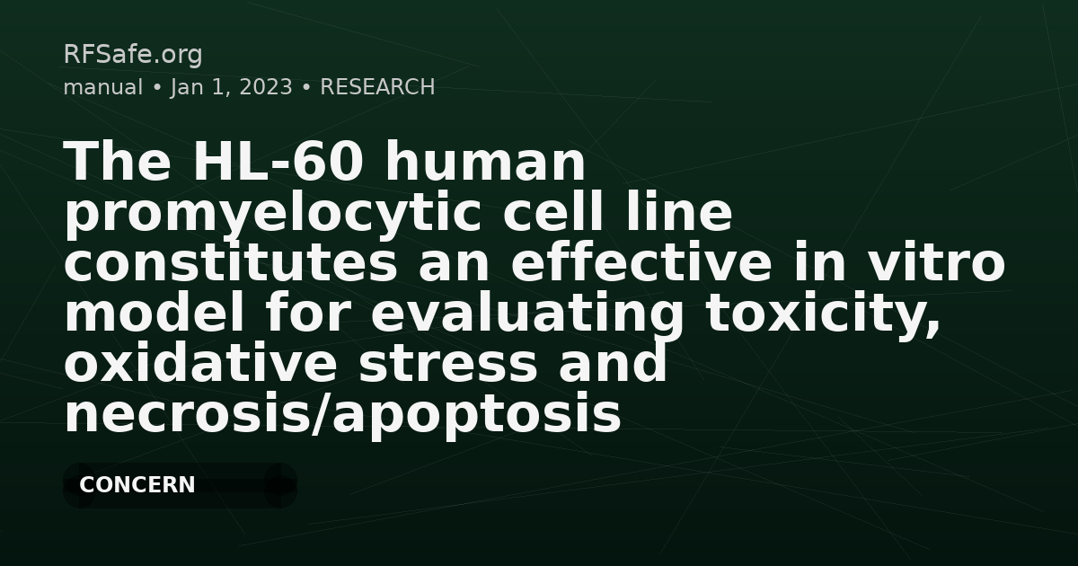 The HL-60 human promyelocytic cell line constitutes an effective in vitro model for evaluating toxicity, oxidative stress and necrosis/apoptosis after exposure to black carbon particles and 2.45 GHz radio frequency