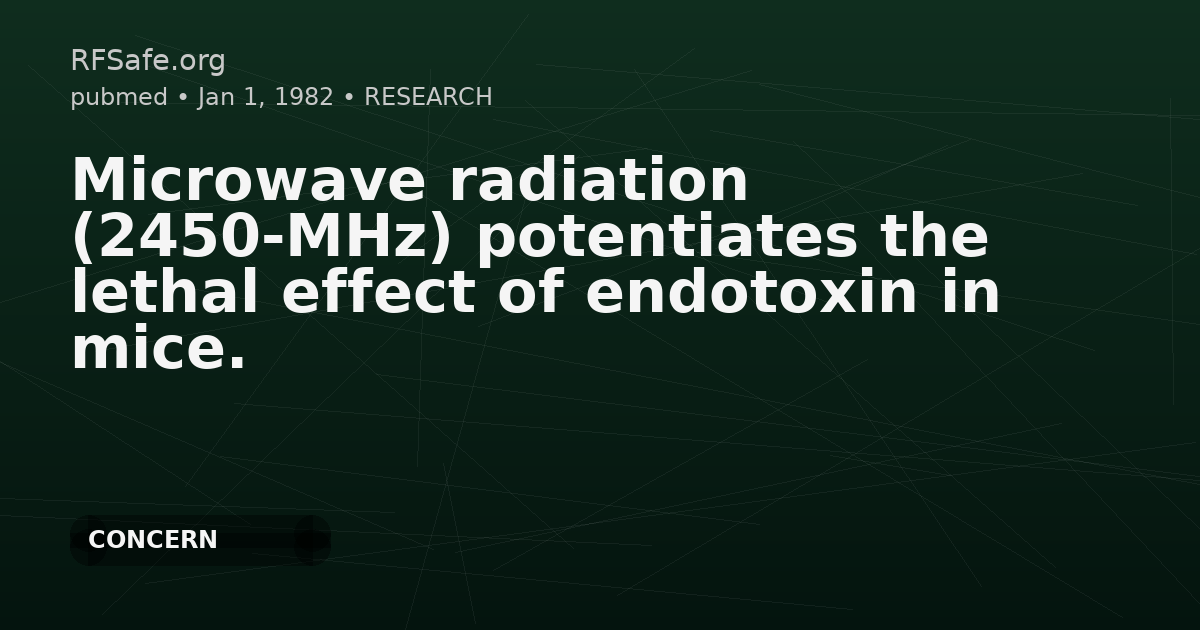 Microwave radiation (2450-MHz) potentiates the lethal effect of endotoxin in mice.