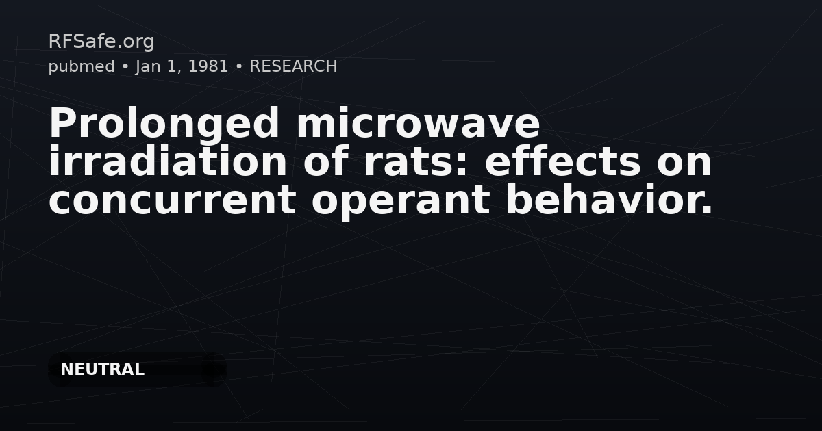 Prolonged microwave irradiation of rats: effects on concurrent operant behavior.