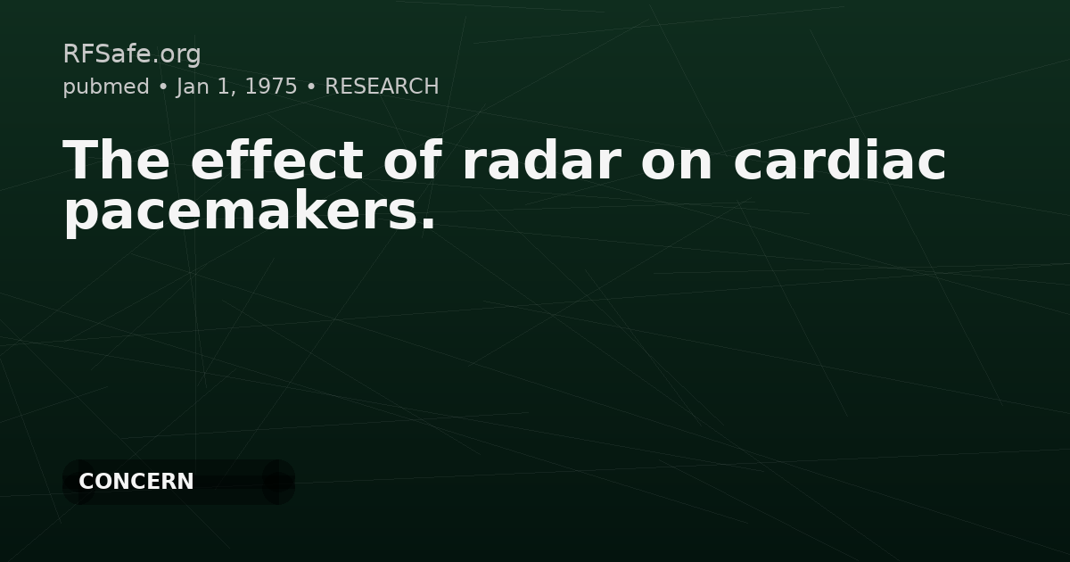 The effect of radar on cardiac pacemakers.