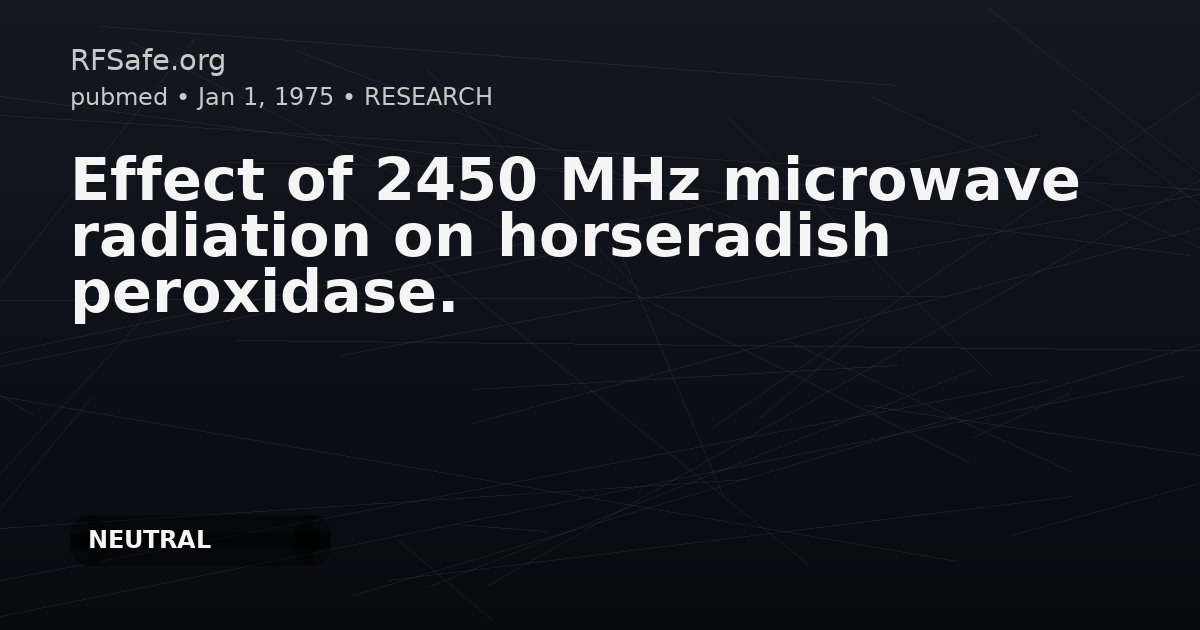 Effect of 2450 MHz microwave radiation on horseradish peroxidase.