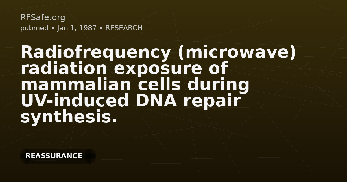Radiofrequency (microwave) radiation exposure of mammalian cells during UV-induced DNA repair synthesis.