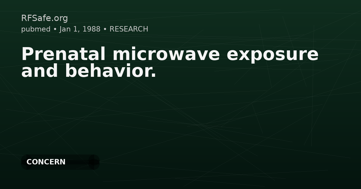 Prenatal microwave exposure and behavior.