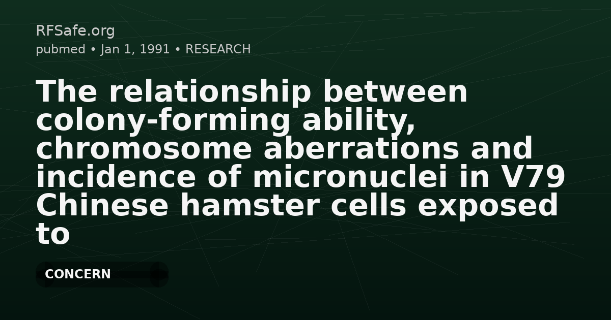 The relationship between colony-forming ability, chromosome aberrations and incidence of micronuclei in V79 Chinese hamster cells exposed to microwave radiation.