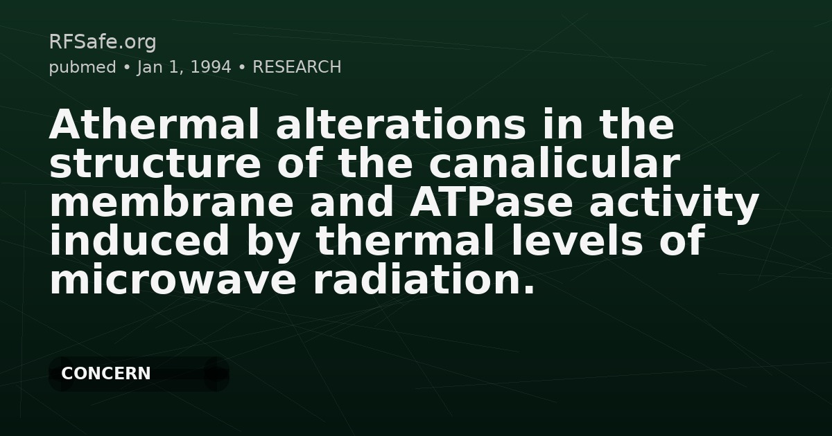 Athermal alterations in the structure of the canalicular membrane and ATPase activity induced by thermal levels of microwave radiation.