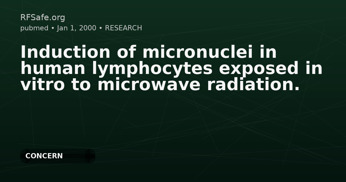 Induction of micronuclei in human lymphocytes exposed in vitro to microwave radiation.