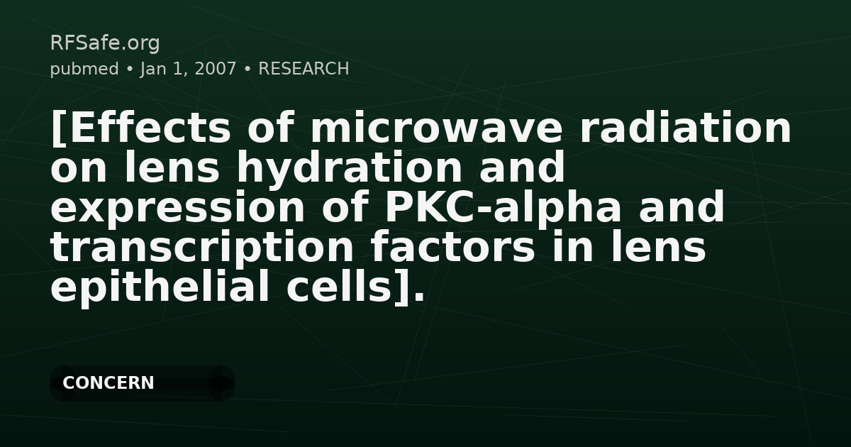 [Effects of microwave radiation on lens hydration and expression of PKC-alpha and transcription factors in lens epithelial cells].
