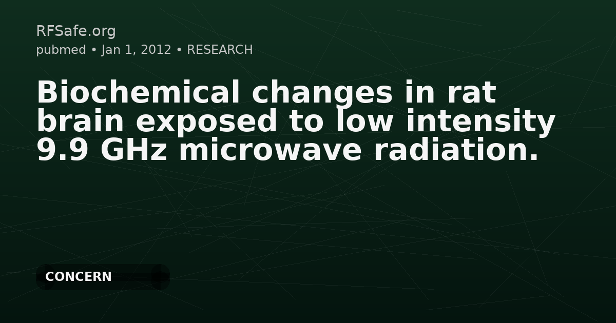 Biochemical changes in rat brain exposed to low intensity 9.9 GHz microwave radiation.