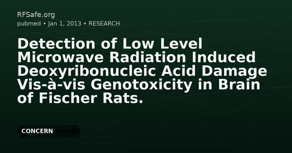 Detection of Low Level Microwave Radiation Induced Deoxyribonucleic Acid Damage Vis-à-vis Genotoxicity in Brain of Fischer Rats.