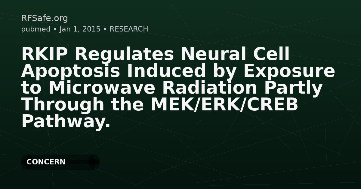 RKIP Regulates Neural Cell Apoptosis Induced by Exposure to Microwave Radiation Partly Through the MEK/ERK/CREB Pathway.