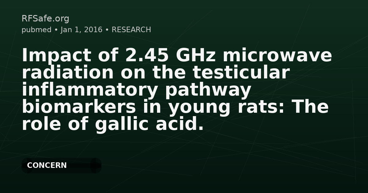 Impact of 2.45 GHz microwave radiation on the testicular inflammatory pathway biomarkers in young rats: The role of gallic acid.