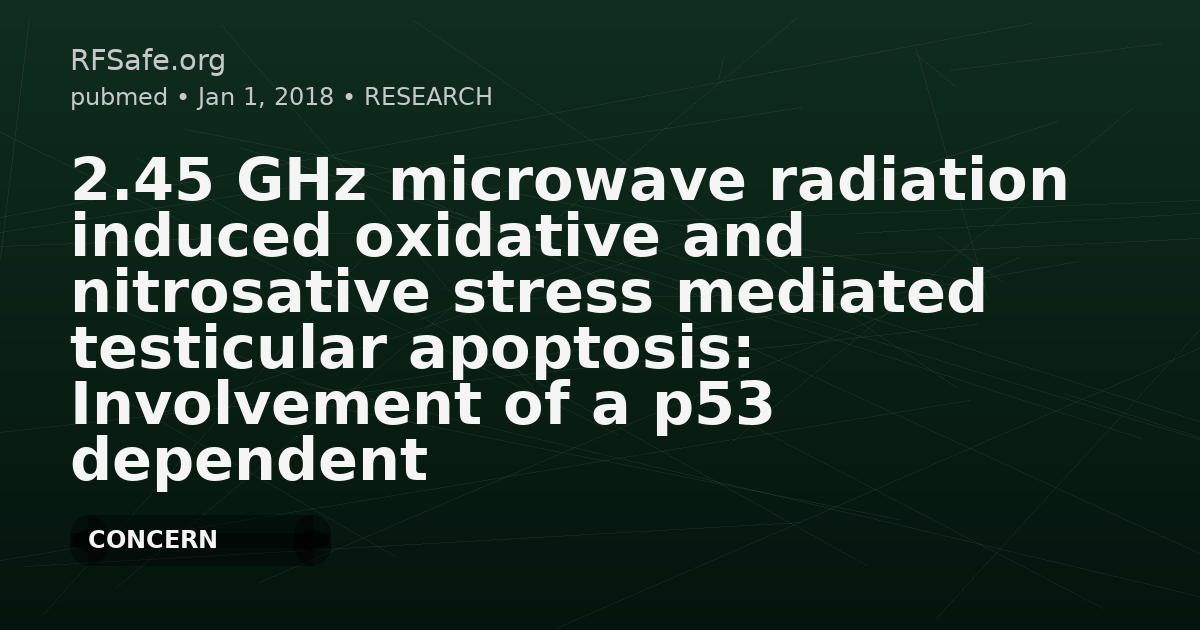 2.45 GHz microwave radiation induced oxidative and nitrosative stress mediated testicular apoptosis: Involvement of a p53 dependent bax-caspase-3 mediated pathway.