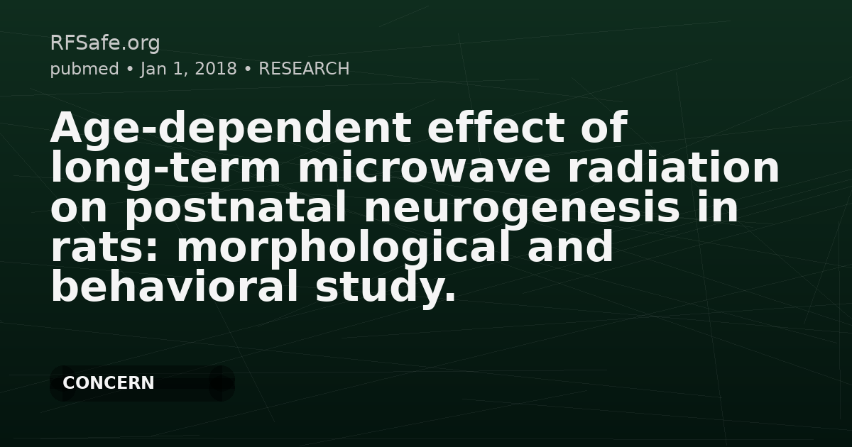 Age-dependent effect of long-term microwave radiation on postnatal neurogenesis in rats: morphological and behavioral study.