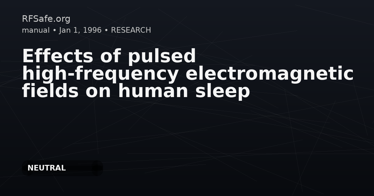 Effects of pulsed high-frequency electromagnetic fields on human sleep