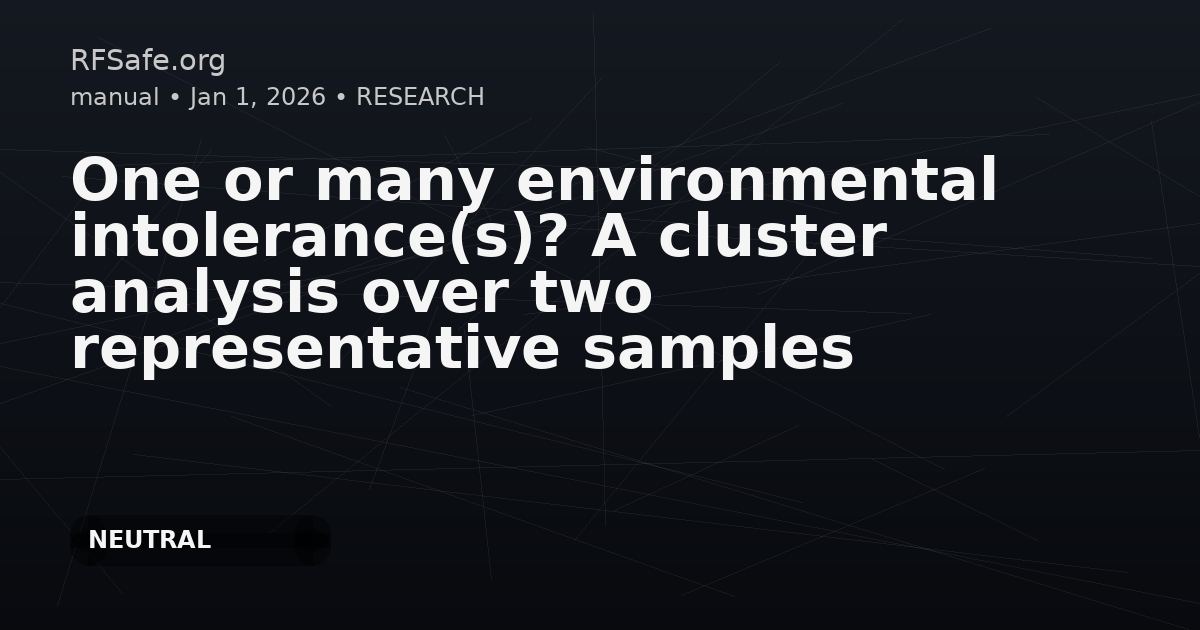 One or many environmental intolerance(s)? A cluster analysis over two representative samples