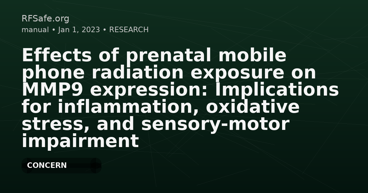 Effects of prenatal mobile phone radiation exposure on MMP9 expression: Implications for inflammation, oxidative stress, and sensory-motor impairment after neonatal hypoxia- ischemia in rats