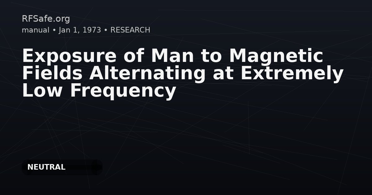 Exposure of Man to Magnetic Fields Alternating at Extremely Low Frequency